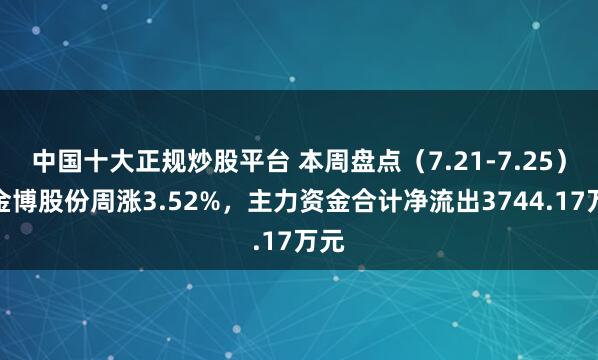 中国十大正规炒股平台 本周盘点（7.21-7.25）：金博股份周涨3.52%，主力资金合计净流出3744.17万元