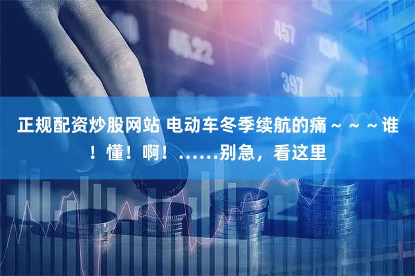 正规配资炒股网站 电动车冬季续航的痛～～～谁！懂！啊！……别急，看这里